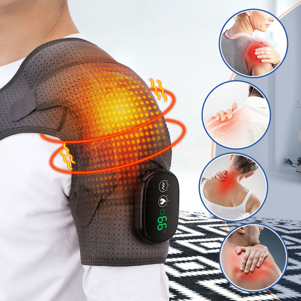 3-Speed Electric Vibration Shoulder Massager Pad – Adjustable Pain Relief Wrap