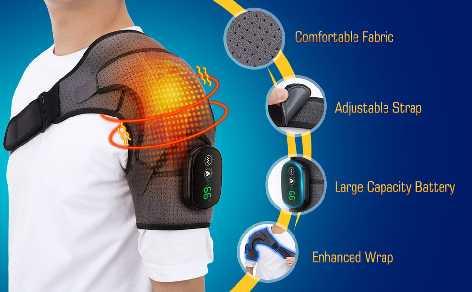 3-Speed Electric Vibration Shoulder Massager Pad – Adjustable Pain Relief Wrap